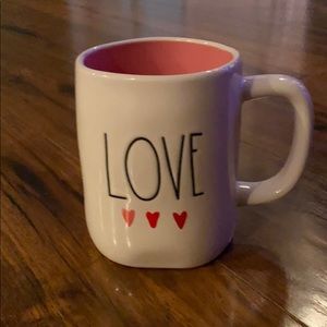 Rae Dunn love heart mug pink inside